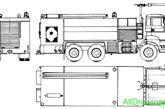 DAF 6x4 Fire Truck чертежи (рисунки) грузовика